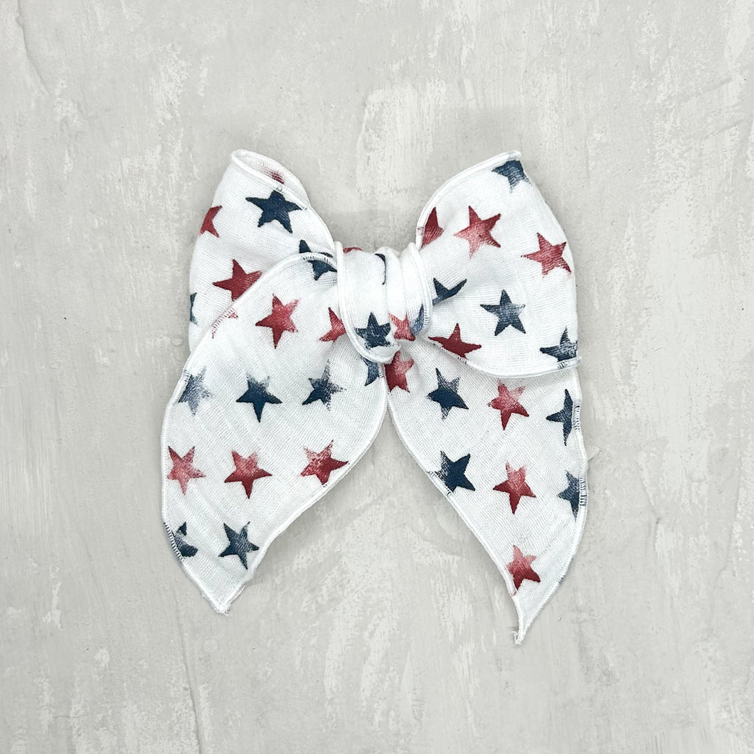 Fern Bow | Red, Worn + Blue