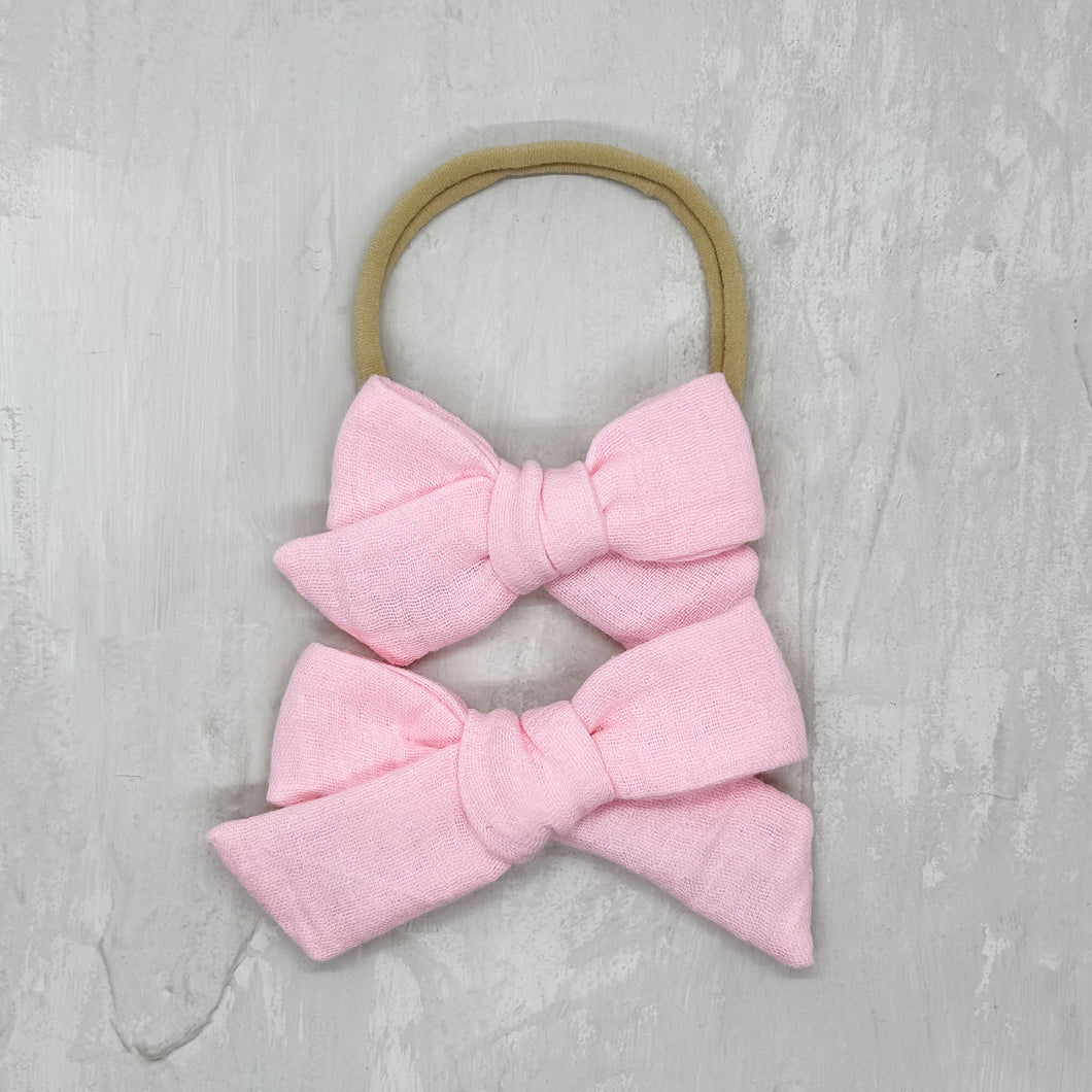 Hand Tied Bow | Piglet Pink