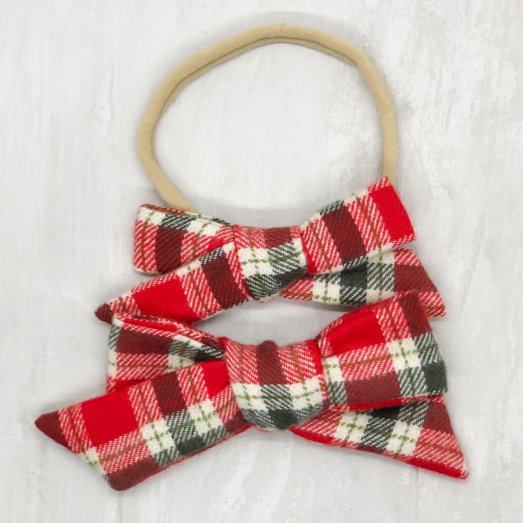 Hand Tied Bow | Red and Green Plaid